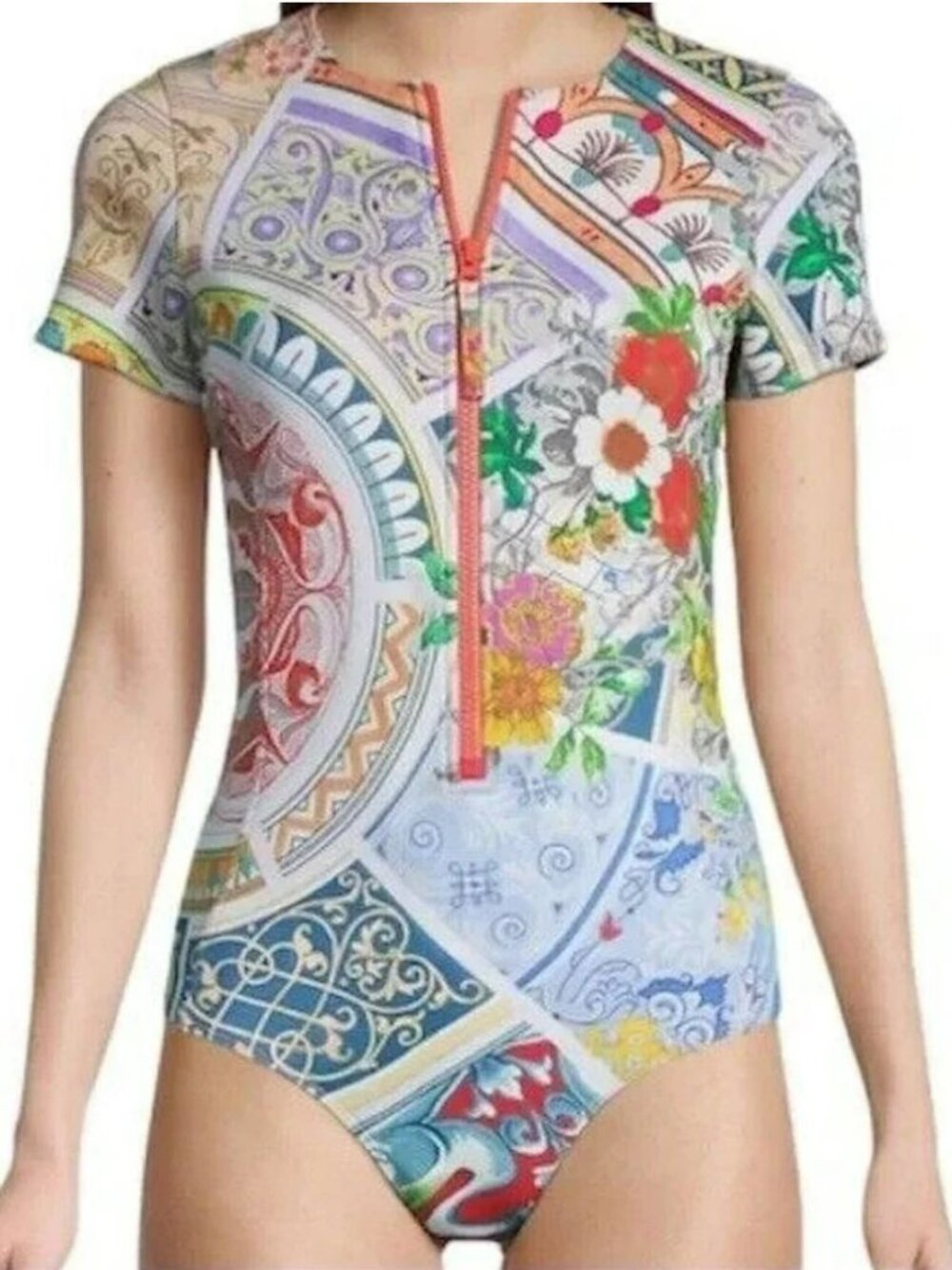 Johnny Was Boho Neoprene One Piece Swimsuit Size M